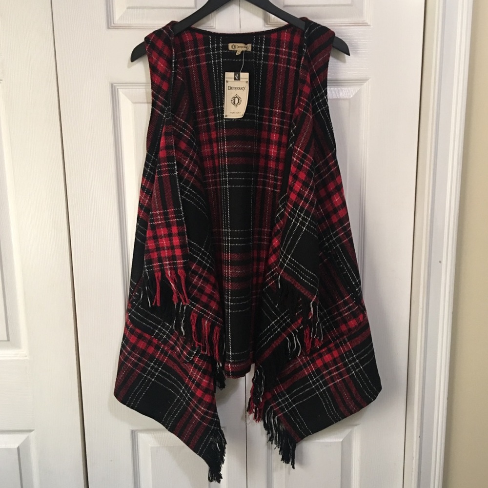 Democracy Plaid Vest - NWT